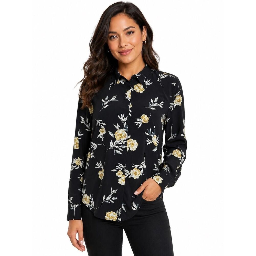H-m Women's Black and Yellow Blouse